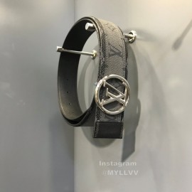 Lv Gray Monogram Canvas Cowhide Letter Buckle 40mm Double Sided Belts