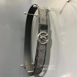Lv Gray Monogram Canvas Cowhide Letter Buckle 40mm Double Sided Belts