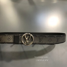Lv Gray Monogram Canvas Cowhide Letter Buckle 40mm Double Sided Belts