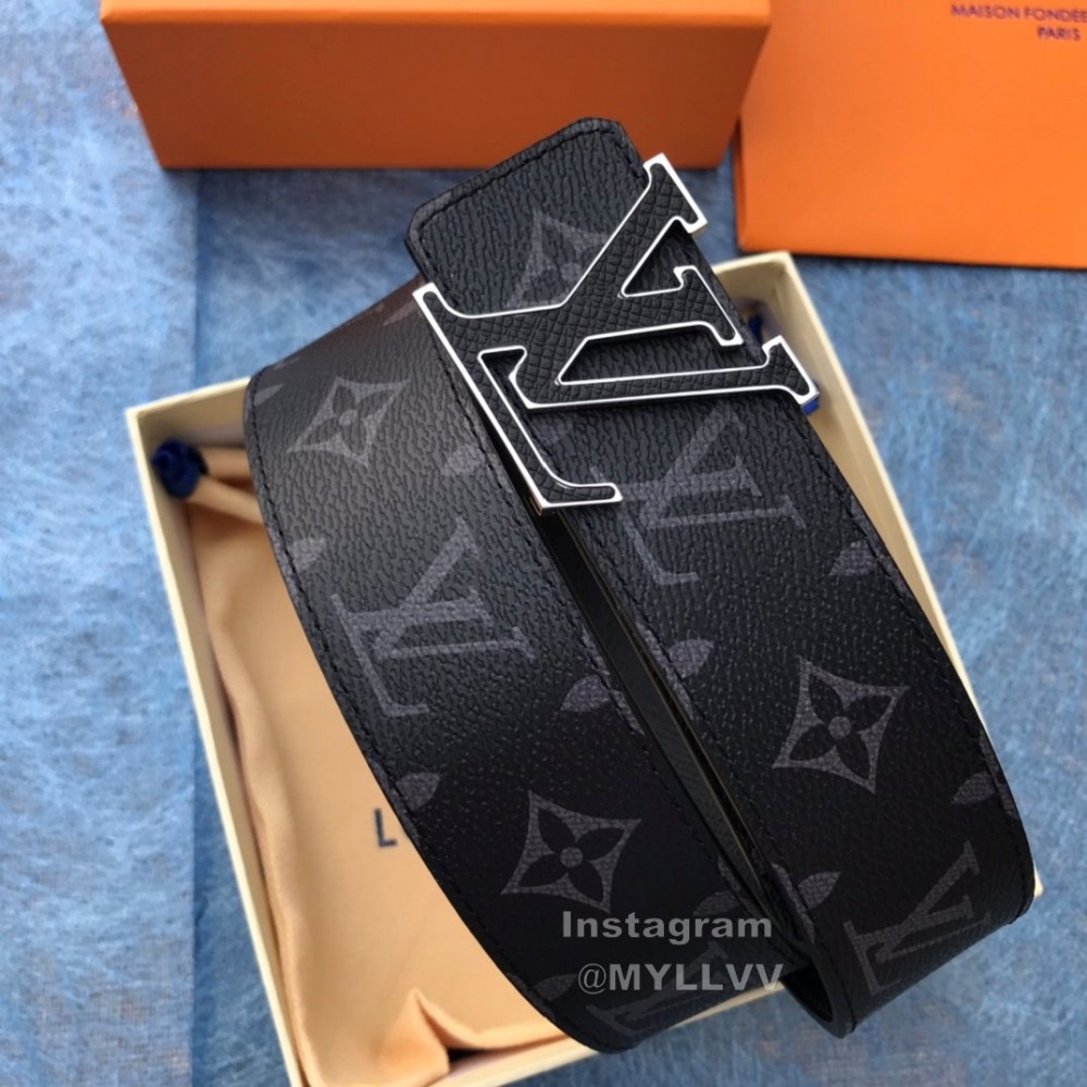 Lv Monogram Canvas Cowhide Letter Buckle 40mm Belts For Men Black