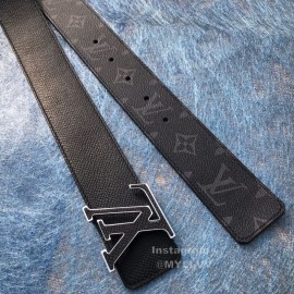 Lv Monogram Canvas Cowhide Letter Buckle 40mm Belts For Men Black