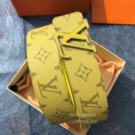 Lv Monogram Canvas Cowhide Letter Buckle 40mm Belts For Men Yellow