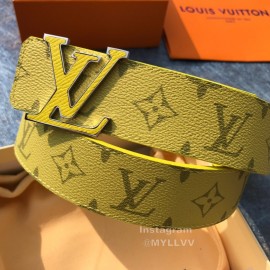 Lv Monogram Canvas Cowhide Letter Buckle 40mm Belts For Men Yellow