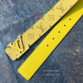 Lv Monogram Canvas Cowhide Letter Buckle 40mm Belts For Men Yellow