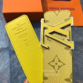 Lv Monogram Canvas Cowhide Letter Buckle 40mm Belts For Men Yellow