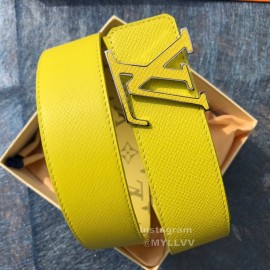 Lv Monogram Canvas Cowhide Letter Buckle 40mm Belts For Men Yellow