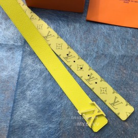 Lv Monogram Canvas Cowhide Letter Buckle 40mm Belts For Men Yellow