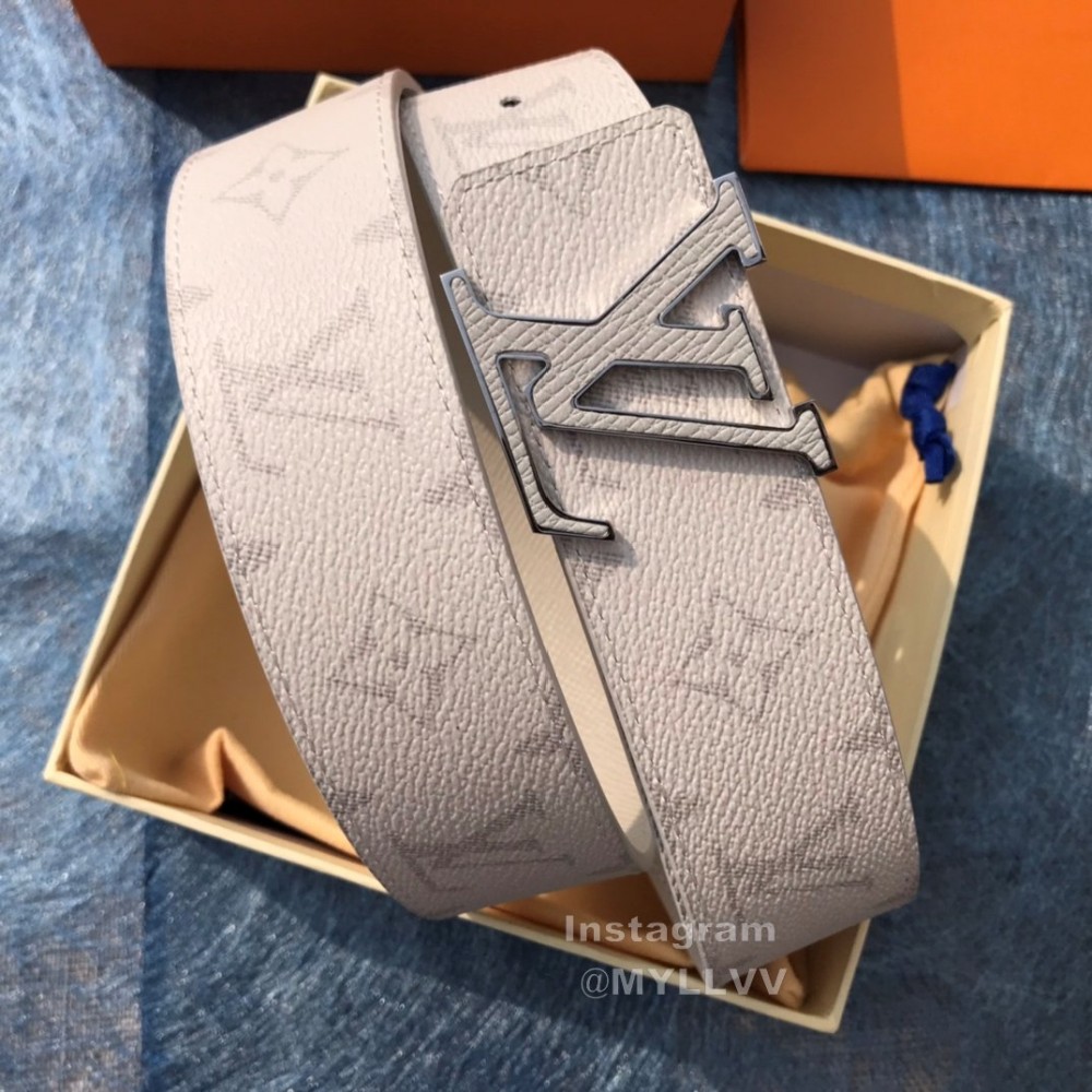 Lv Monogram Canvas Cowhide Letter Buckle 40mm Belts For Men White