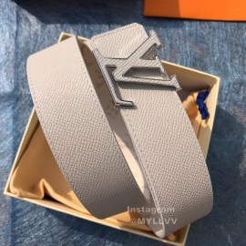 Lv Monogram Canvas Cowhide Letter Buckle 40mm Belts For Men White