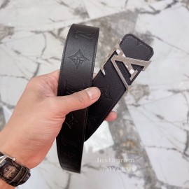 Lv Double Sided Embossed Cowhide Silver Letter Buckle 40mm Belts