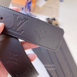 Lv Double Sided Embossed Cowhide Silver Letter Buckle 40mm Belts