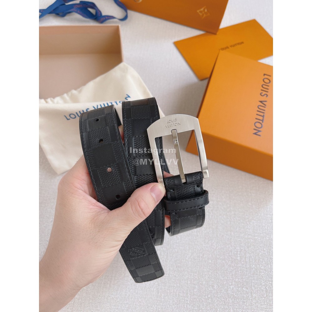 Lv Damier Infini Calf Leather Silver Pin Buckle 35mm Belts