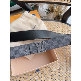Lv Damier Canvas Calf Leather Letter Buckle 35mm Belts