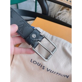 Lv Black Damier Infini Calf Leather Silver Pin Buckle 35mm Belts