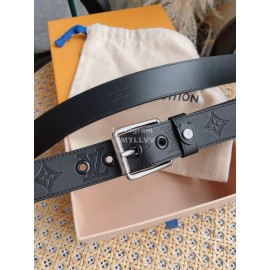 Lv Black Damier Infini Calf Leather Silver Pin Buckle 35mm Belts