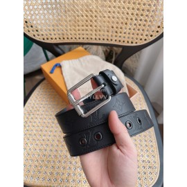 Lv Black Damier Infini Calf Leather Silver Pin Buckle 35mm Belts
