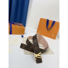 Lv Monogram Canvas Calf Leather Letter Buckle 30mm Belts For Women Pink