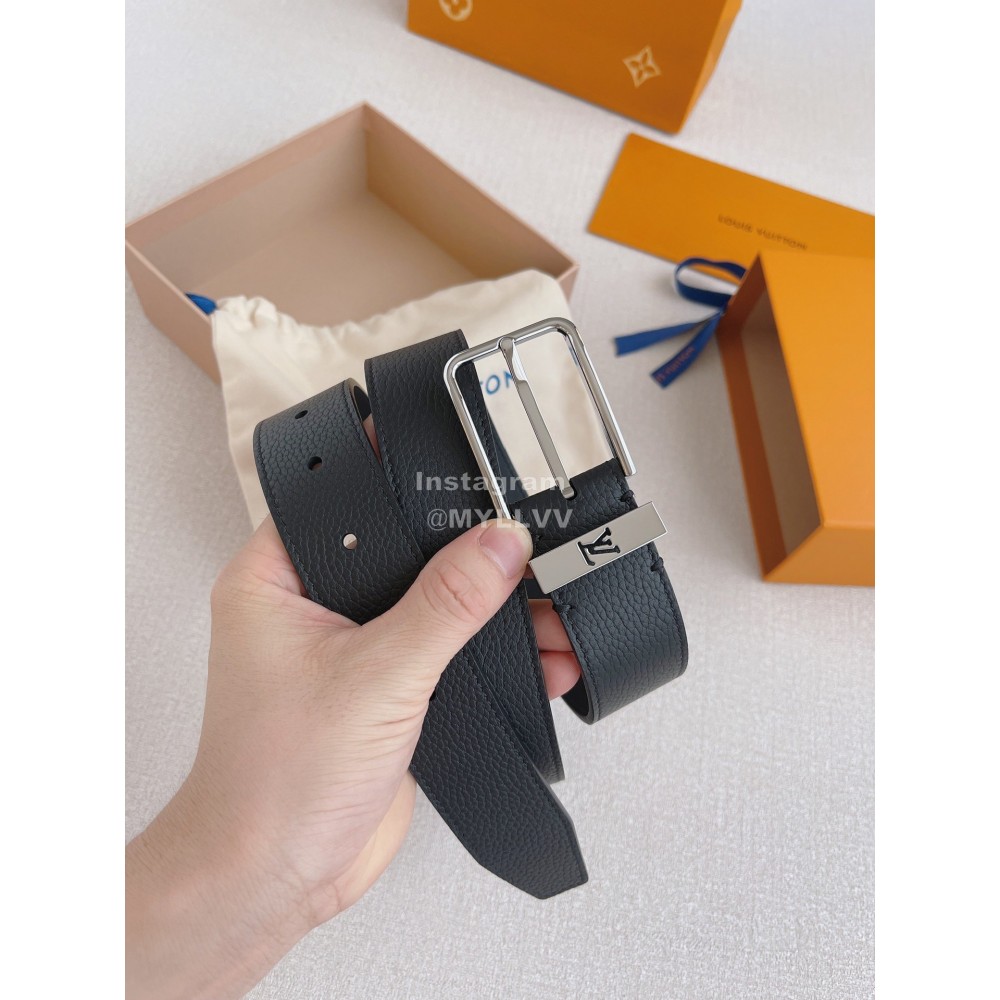 Lv Soft Double Side Calf Leather Silver Pin Buckle 35mm Belts 