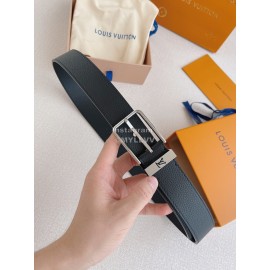 Lv Soft Double Side Calf Leather Silver Pin Buckle 35mm Belts 