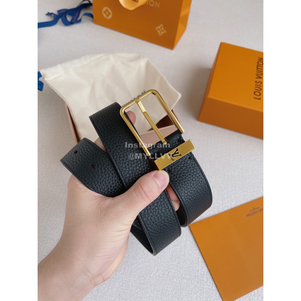 Lv Soft Double Side Calf Leather Gold Pin Buckle 35mm Belts 