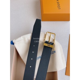 Lv Soft Double Side Calf Leather Gold Pin Buckle 35mm Belts 