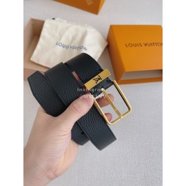 Lv Soft Double Side Calf Leather Gold Pin Buckle 35mm Belts 