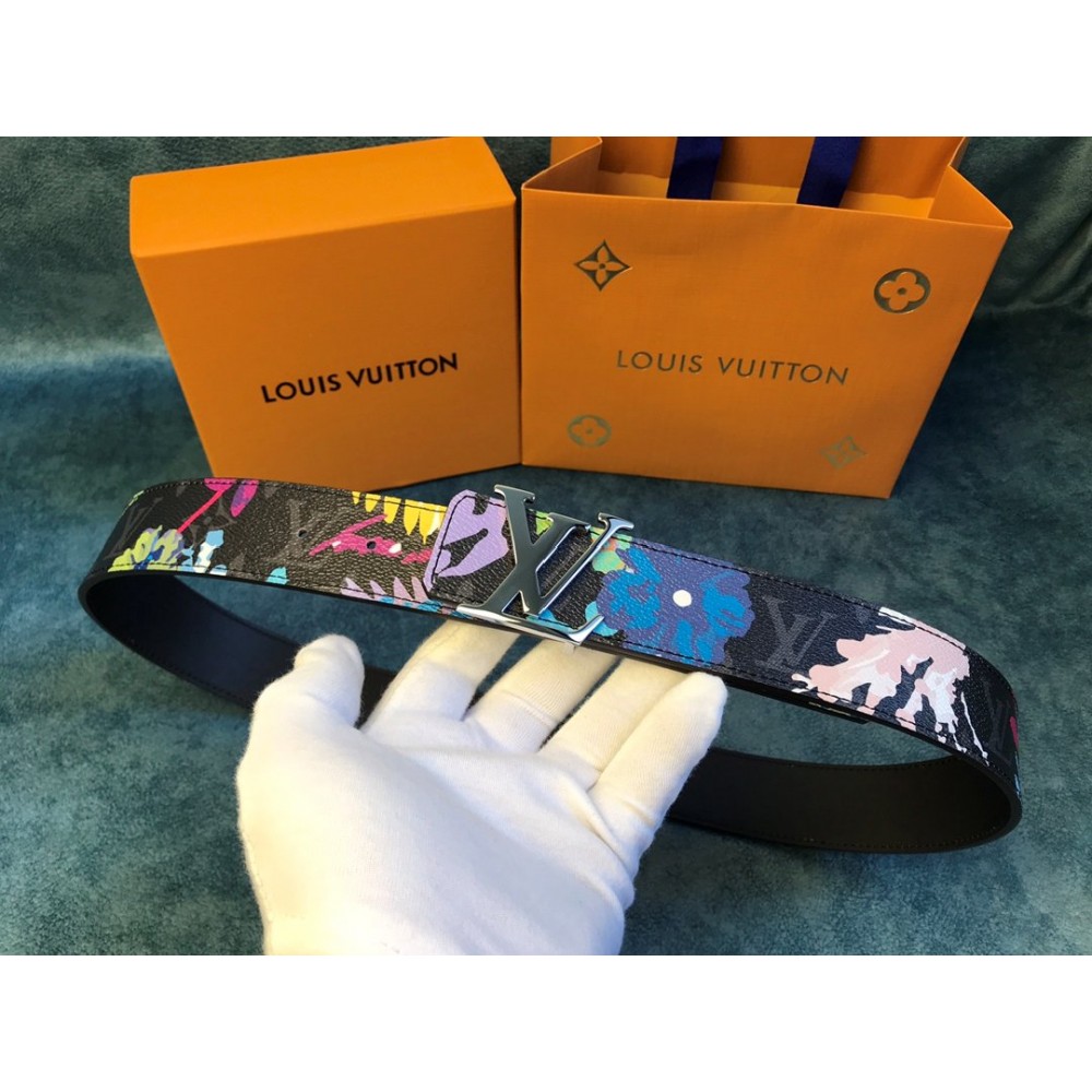 Lv Monogram Canvas Calf Leather Silver Letter Buckle 40mm Belts 