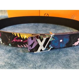 Lv Monogram Canvas Calf Leather Silver Letter Buckle 40mm Belts 