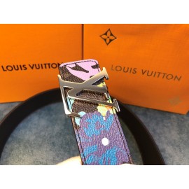 Lv Monogram Canvas Calf Leather Silver Letter Buckle 40mm Belts 