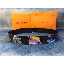 Lv Monogram Canvas Calf Leather Silver Letter Buckle 40mm Belts 