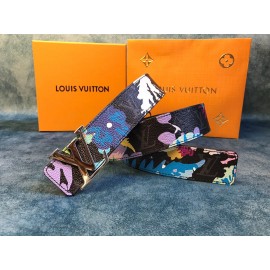 Lv Monogram Canvas Calf Leather Silver Letter Buckle 40mm Belts 