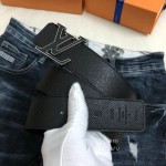 Lv Monogram Canvas Calf Leather Letter Buckle 40mm Belts Black