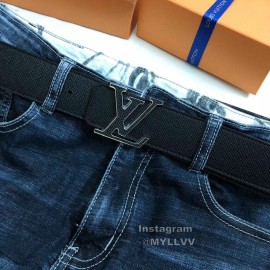 Lv Monogram Canvas Calf Leather Letter Buckle 40mm Belts Black