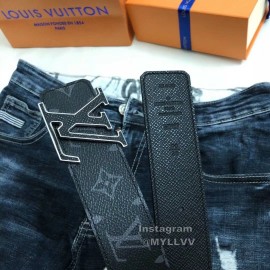 Lv Monogram Canvas Calf Leather Letter Buckle 40mm Belts Black