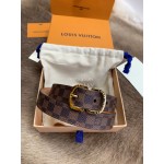 Lv Damier Canvas Calf Leather Pin Buckle 25mm Belts For Women Coffee