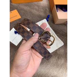 Lv Damier Canvas Calf Leather Pin Buckle 25mm Belts For Women Coffee