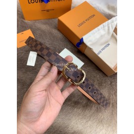 Lv Damier Canvas Calf Leather Pin Buckle 25mm Belts For Women Coffee