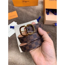 Lv Damier Canvas Calf Leather Pin Buckle 25mm Belts For Women Coffee