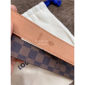 Lv Damier Canvas Calf Leather Pin Buckle 25mm Belts For Women Coffee
