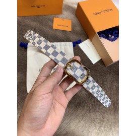 Lv Damier Canvas Calf Leather Pin Buckle 25mm Belts For Women White