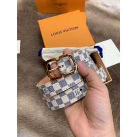 Lv Damier Canvas Calf Leather Pin Buckle 25mm Belts For Women White