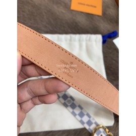 Lv Damier Canvas Calf Leather Pin Buckle 25mm Belts For Women White