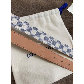 Lv Damier Canvas Calf Leather Pin Buckle 25mm Belts For Women White