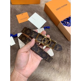 Lv Monogram Canvas Calf Leather Letter Buckle 25mm Belts For Women Coffee
