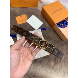 Lv Monogram Canvas Calf Leather Letter Buckle 25mm Belts For Women Coffee