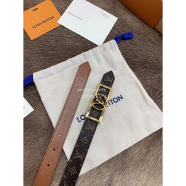 Lv Monogram Canvas Calf Leather Letter Buckle 25mm Belts For Women Coffee