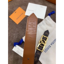 Lv Monogram Canvas Calf Leather Letter Buckle 25mm Belts For Women Coffee