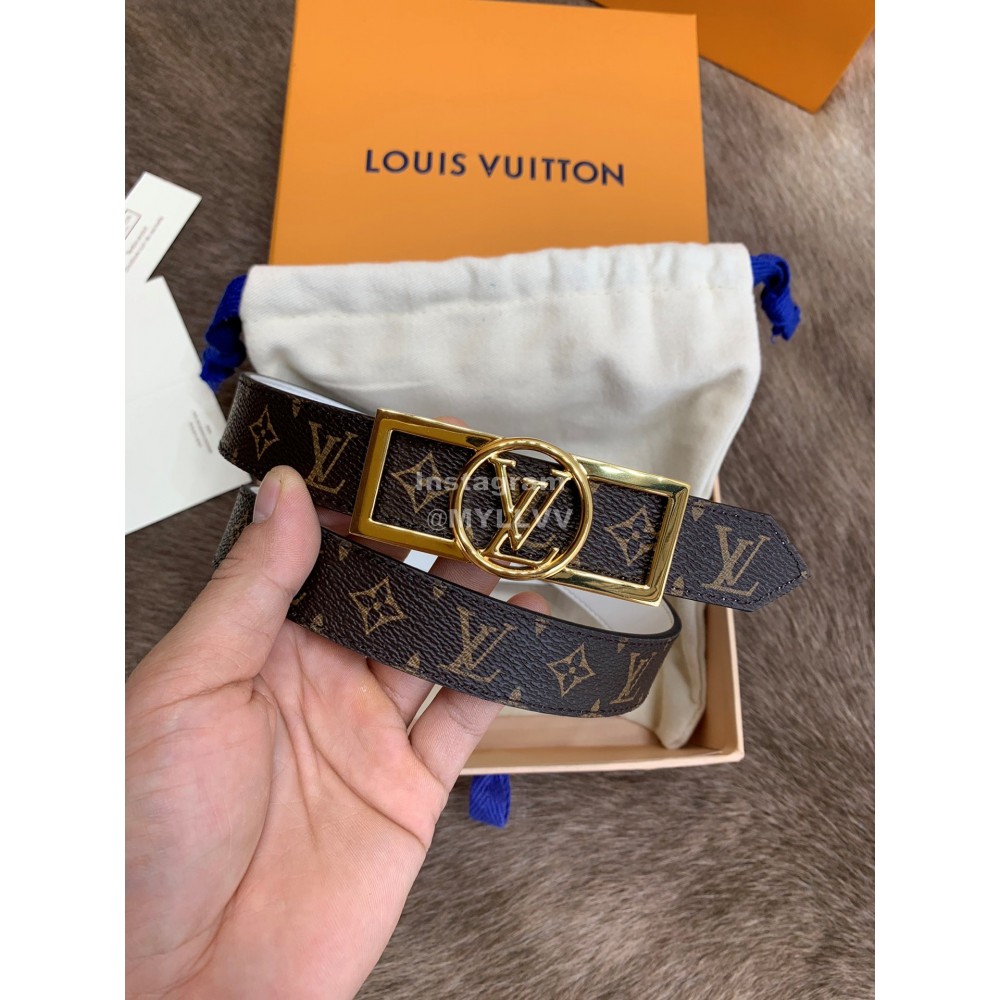 Lv Monogram Canvas Calf Leather Letter Buckle 25mm Belts For Women Black