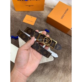 Lv Monogram Canvas Calf Leather Letter Buckle 25mm Belts For Women Black