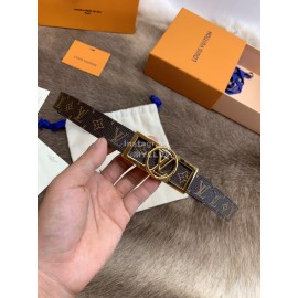 Lv Monogram Canvas Calf Leather Letter Buckle 25mm Belts For Women Black